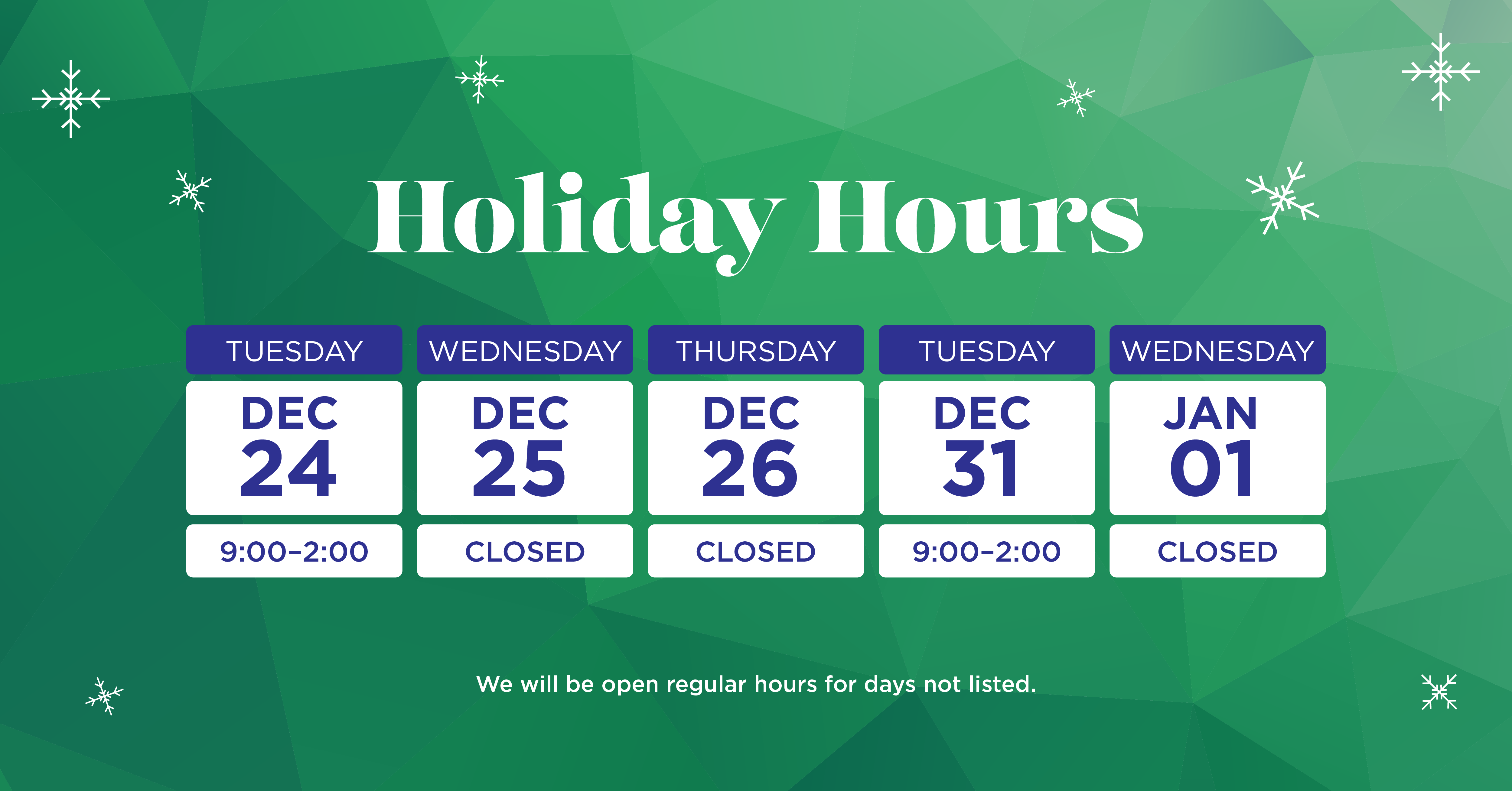 Holiday Hours 2023